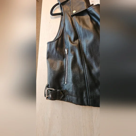 Anthropologie Black Leather Vest - Picture 4 of 6